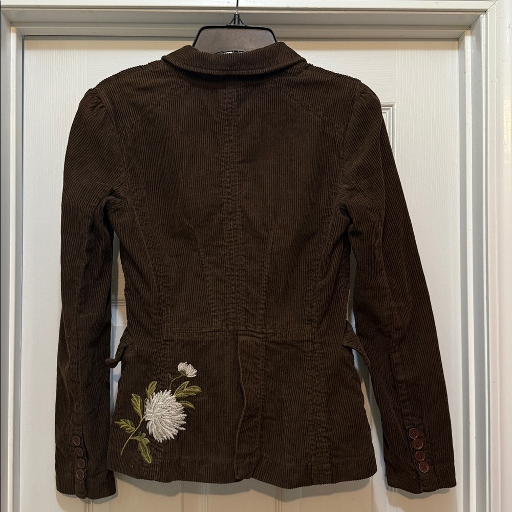 Vintage Johnny Was - Dark Brown Floral Embroidered Blazer - XS - Picture 3 of 5